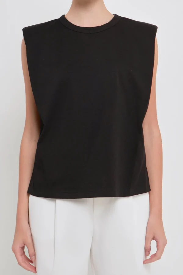 ENDLESS ROSE Tops*- Shoulder Pad Shirt