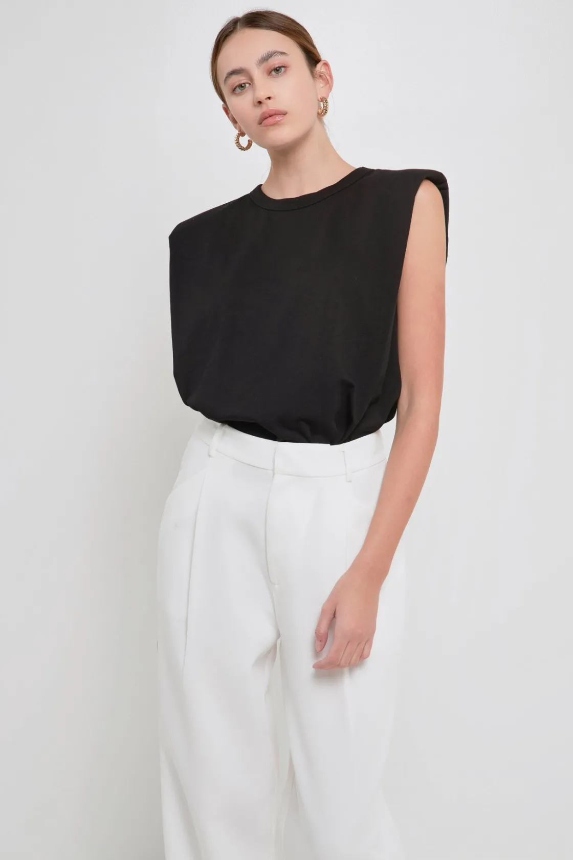endless_rose__shoulder_pa_58.webp ENDLESS ROSE Tops*- Shoulder Pad Shirt