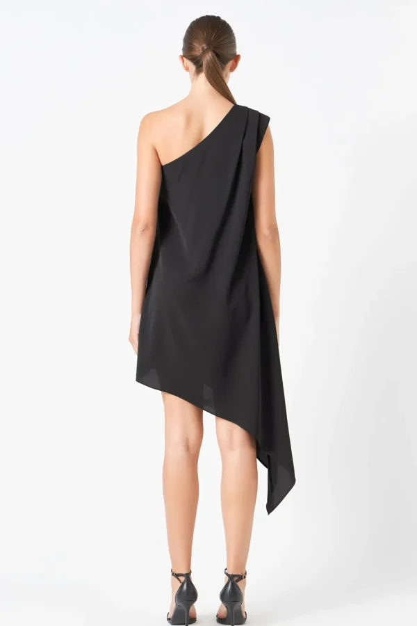 ENDLESS ROSE One Shoulder | Tops*- Shoulder Pintucked Asymmetrical Mini Dress