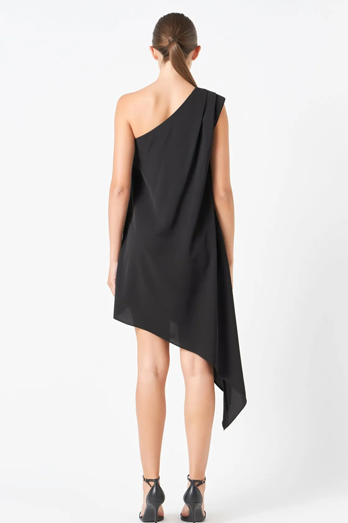 endless_rose__shoulder_pi_12.webp ENDLESS ROSE One Shoulder | Tops*- Shoulder Pintucked Asymmetrical Mini Dress