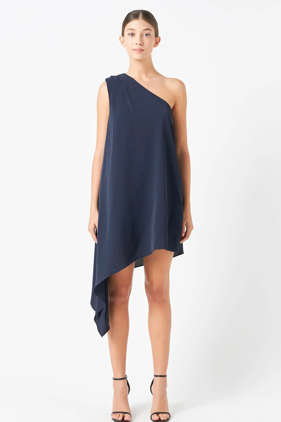 endless_rose__shoulder_pi_14.webp ENDLESS ROSE One Shoulder | Tops*- Shoulder Pintucked Asymmetrical Mini Dress