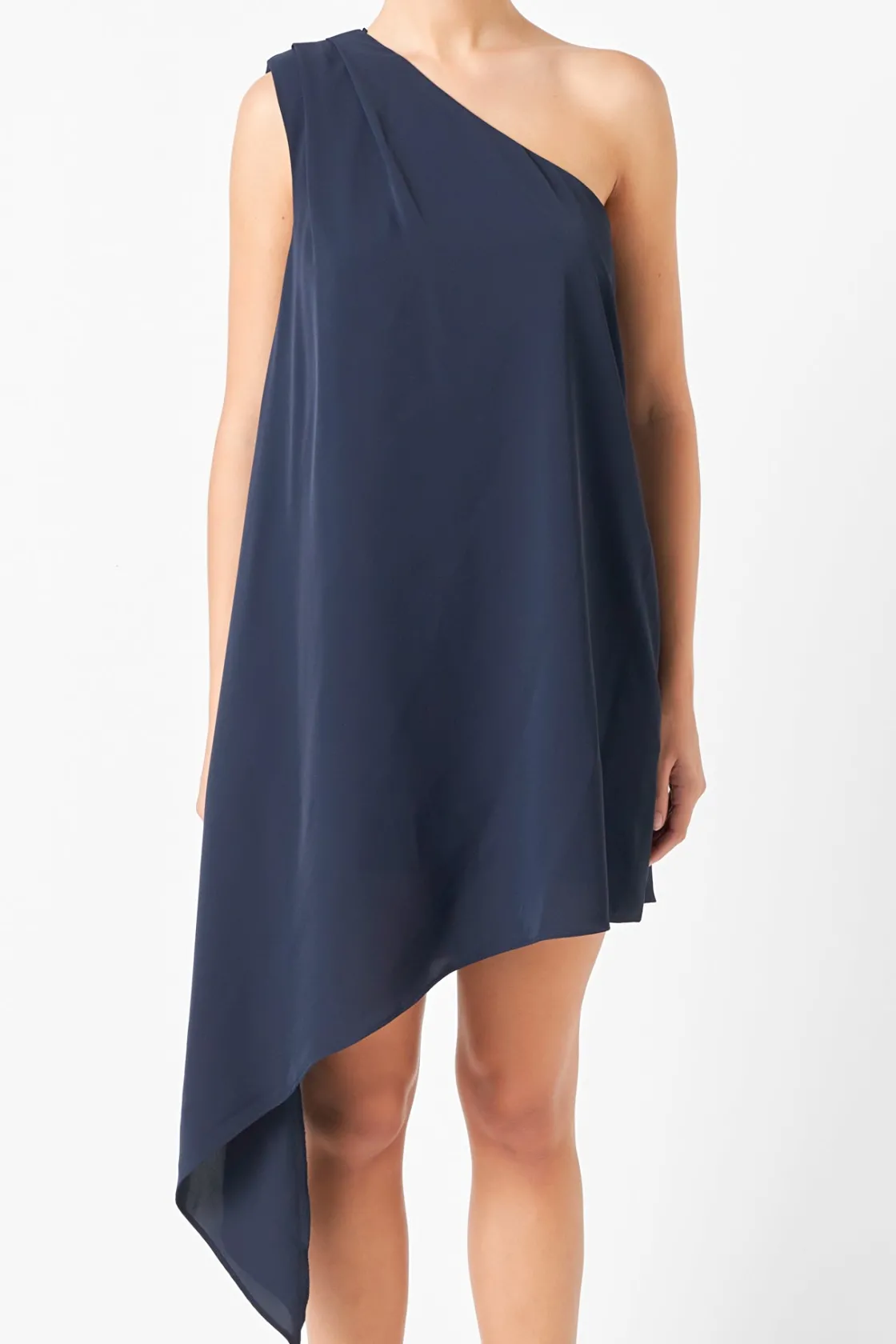 endless_rose__shoulder_pi_15.webp ENDLESS ROSE One Shoulder | Tops*- Shoulder Pintucked Asymmetrical Mini Dress