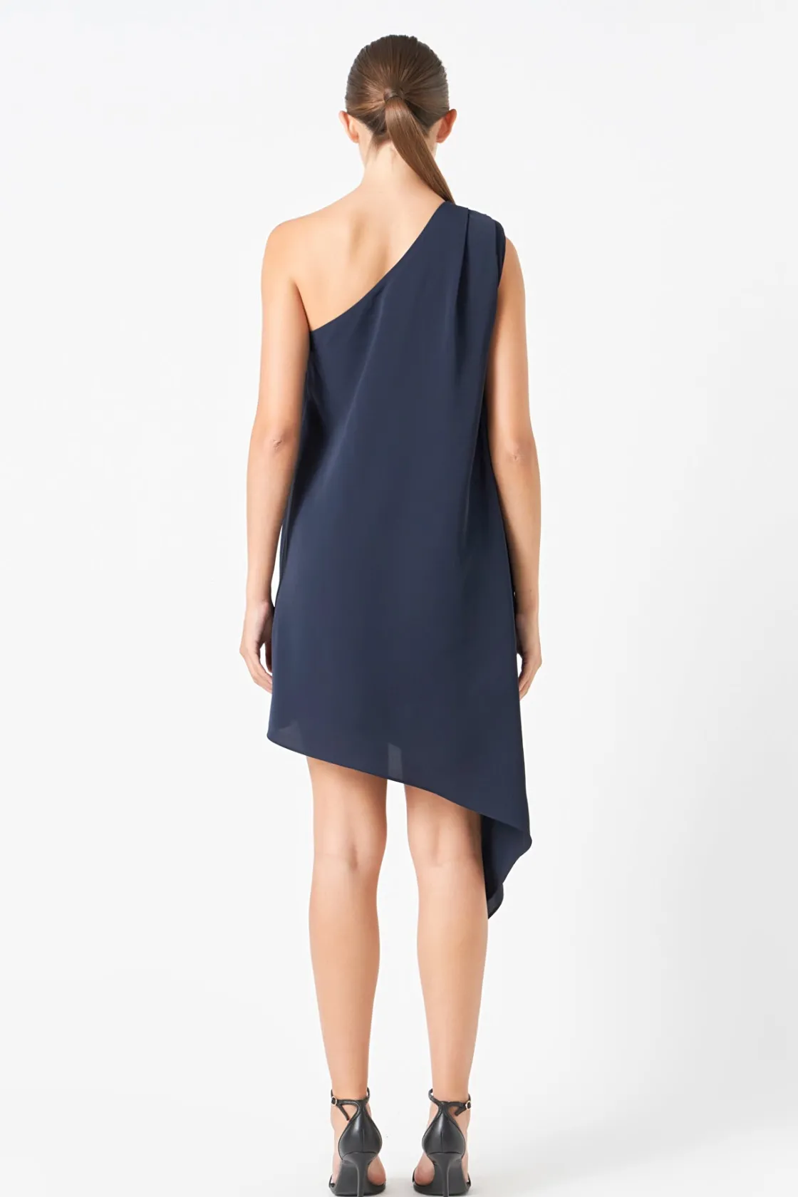 endless_rose__shoulder_pi_17.webp ENDLESS ROSE One Shoulder | Tops*- Shoulder Pintucked Asymmetrical Mini Dress
