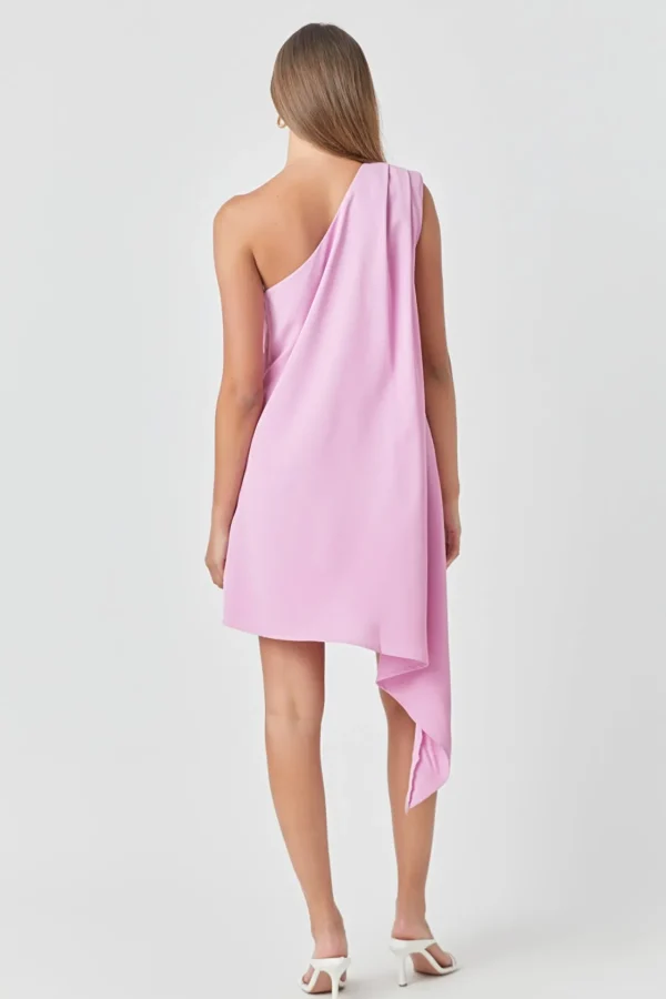 ENDLESS ROSE One Shoulder | Tops*- Shoulder Pintucked Asymmetrical Mini Dress