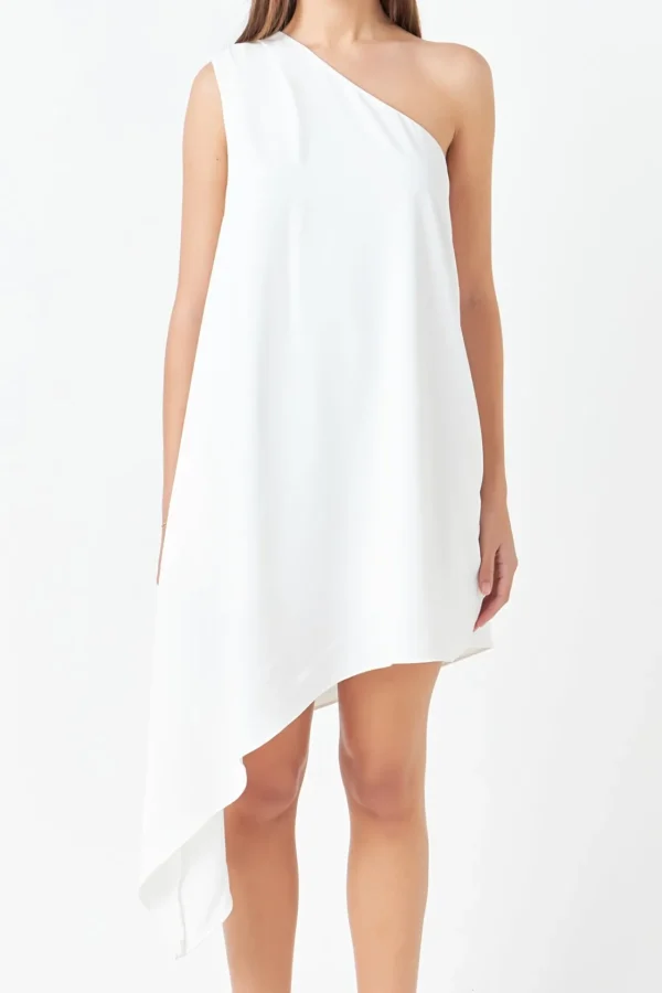 ENDLESS ROSE One Shoulder | Tops*- Shoulder Pintucked Asymmetrical Mini Dress