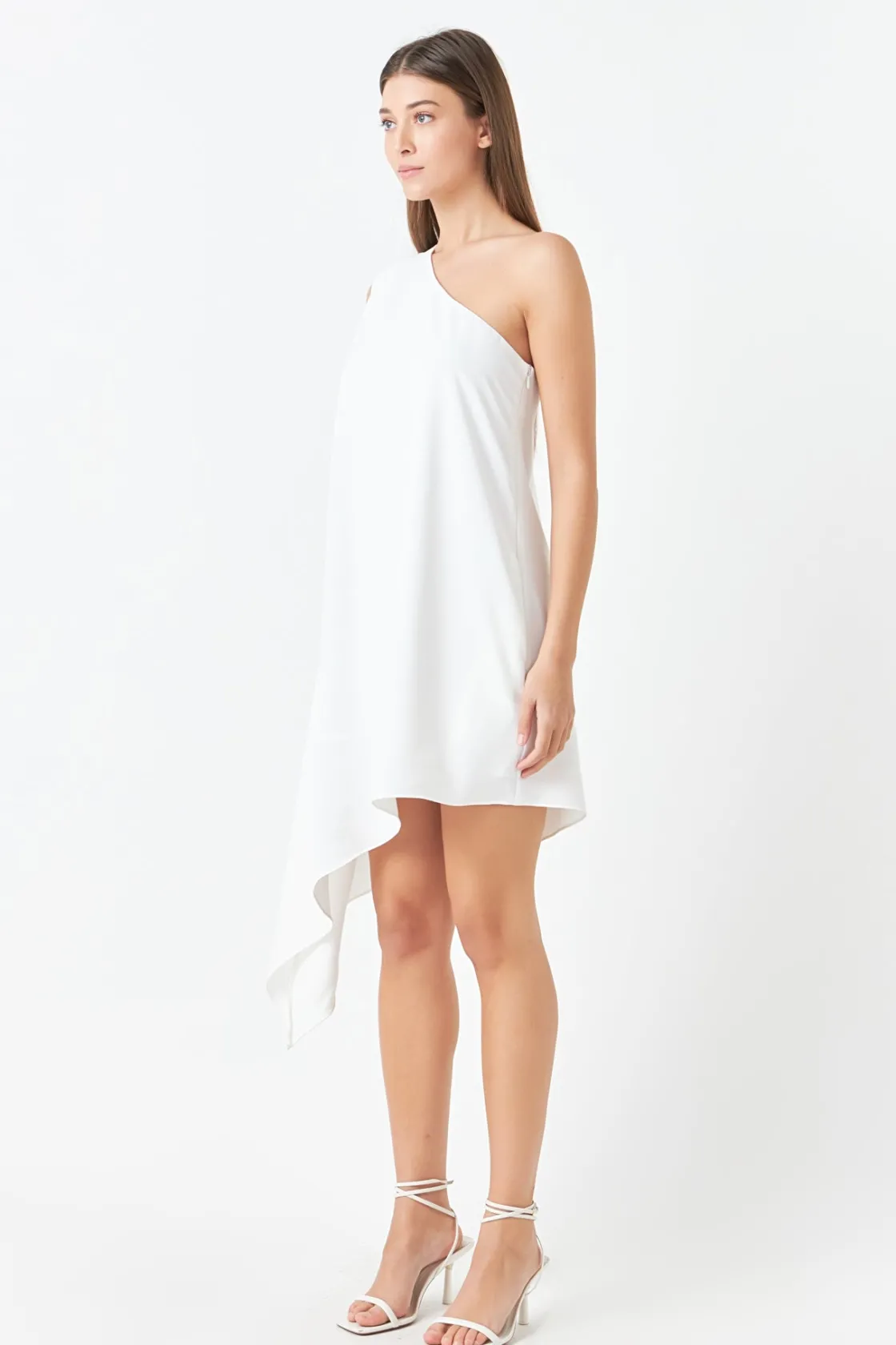 endless_rose__shoulder_pi_21.webp ENDLESS ROSE One Shoulder | Tops*- Shoulder Pintucked Asymmetrical Mini Dress