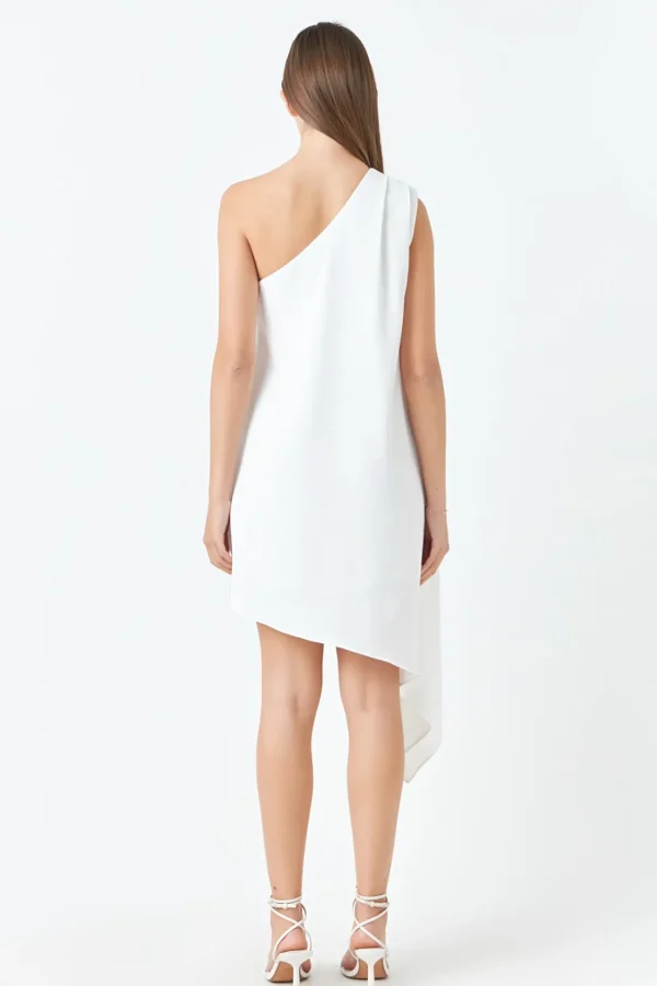 ENDLESS ROSE One Shoulder | Tops*- Shoulder Pintucked Asymmetrical Mini Dress