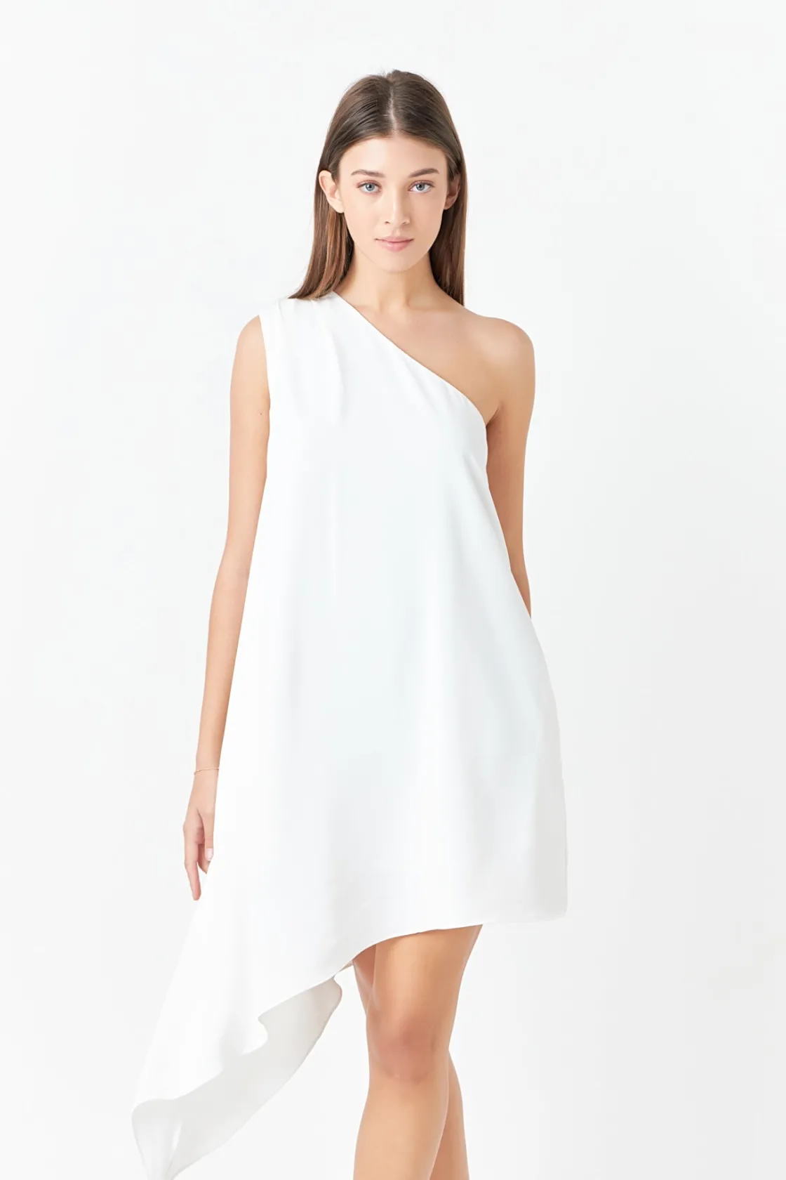 endless_rose__shoulder_pi_23.webp ENDLESS ROSE One Shoulder | Tops*- Shoulder Pintucked Asymmetrical Mini Dress