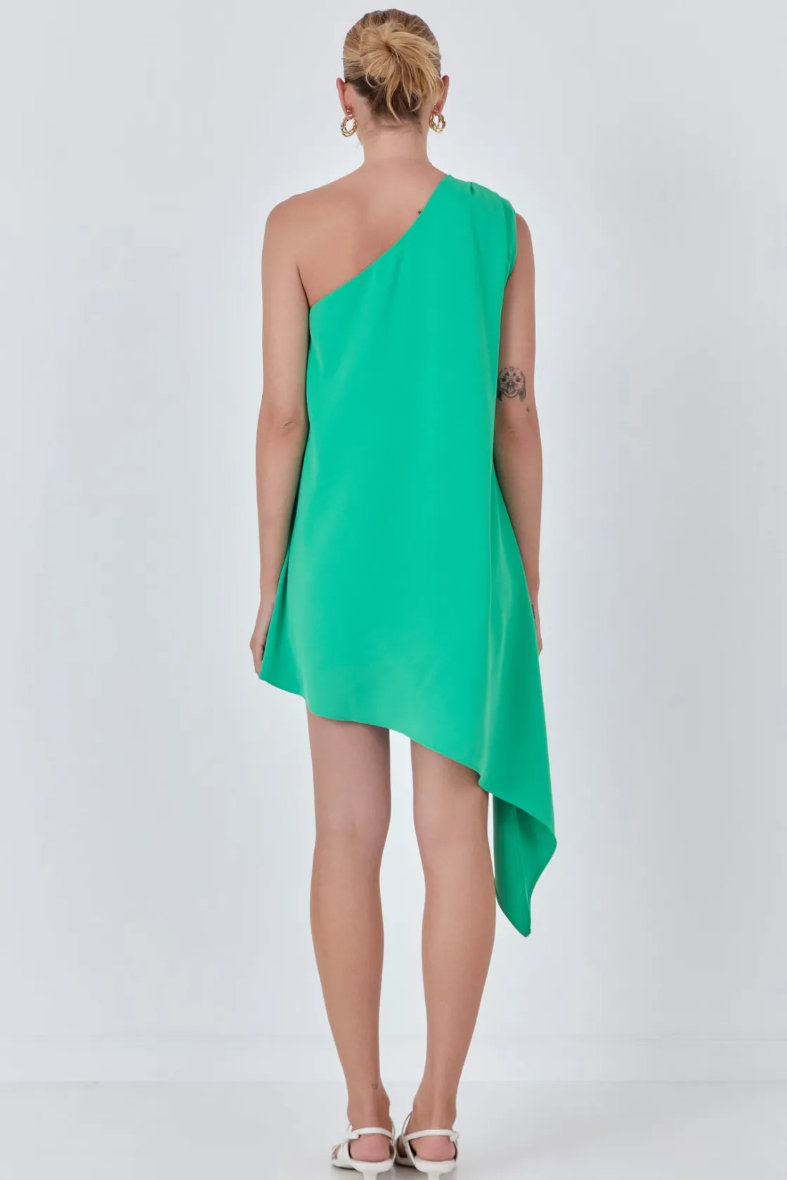 endless_rose__shoulder_pi_27.webp ENDLESS ROSE One Shoulder | Tops*- Shoulder Pintucked Asymmetrical Mini Dress