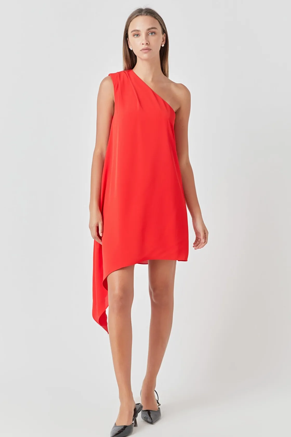 endless_rose__shoulder_pi_4.webp ENDLESS ROSE One Shoulder | Tops*- Shoulder Pintucked Asymmetrical Mini Dress