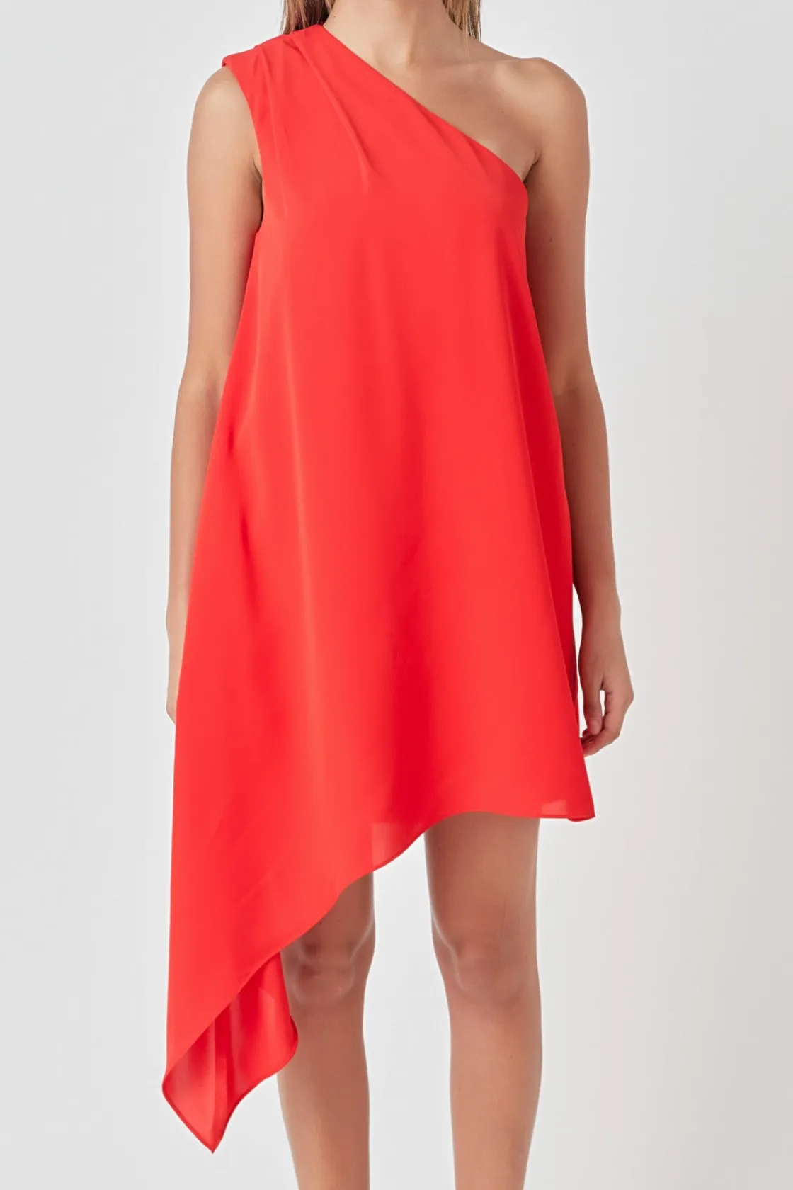 endless_rose__shoulder_pi_5.webp ENDLESS ROSE One Shoulder | Tops*- Shoulder Pintucked Asymmetrical Mini Dress