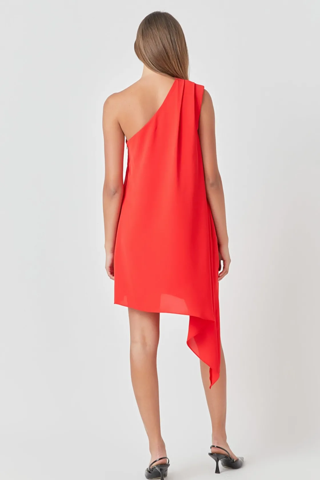 endless_rose__shoulder_pi_7.webp ENDLESS ROSE One Shoulder | Tops*- Shoulder Pintucked Asymmetrical Mini Dress