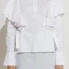 ENDLESS ROSE Tops*- Shoulder Ruffle Poplin Shirt OFFWHITE