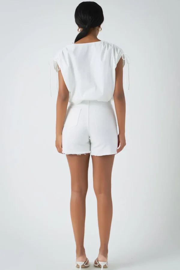 ENDLESS ROSE Tops*- Shoulder Ruched Blouson Top IVORY