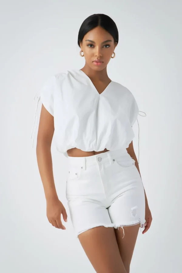 ENDLESS ROSE Tops*- Shoulder Ruched Blouson Top IVORY