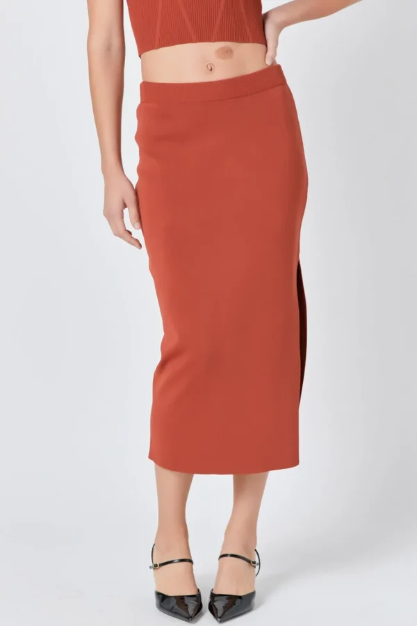 ENDLESS ROSE Sweaters & Knits | Skirts*- Side Slit Detailed Knit Midi Skirt