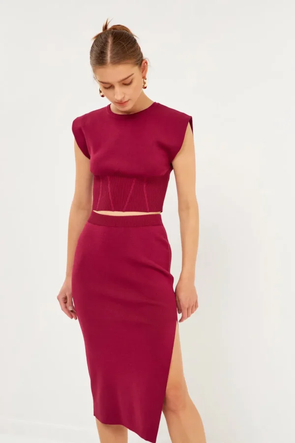 ENDLESS ROSE Sweaters & Knits | Skirts*- Side Slit Detailed Knit Midi Skirt