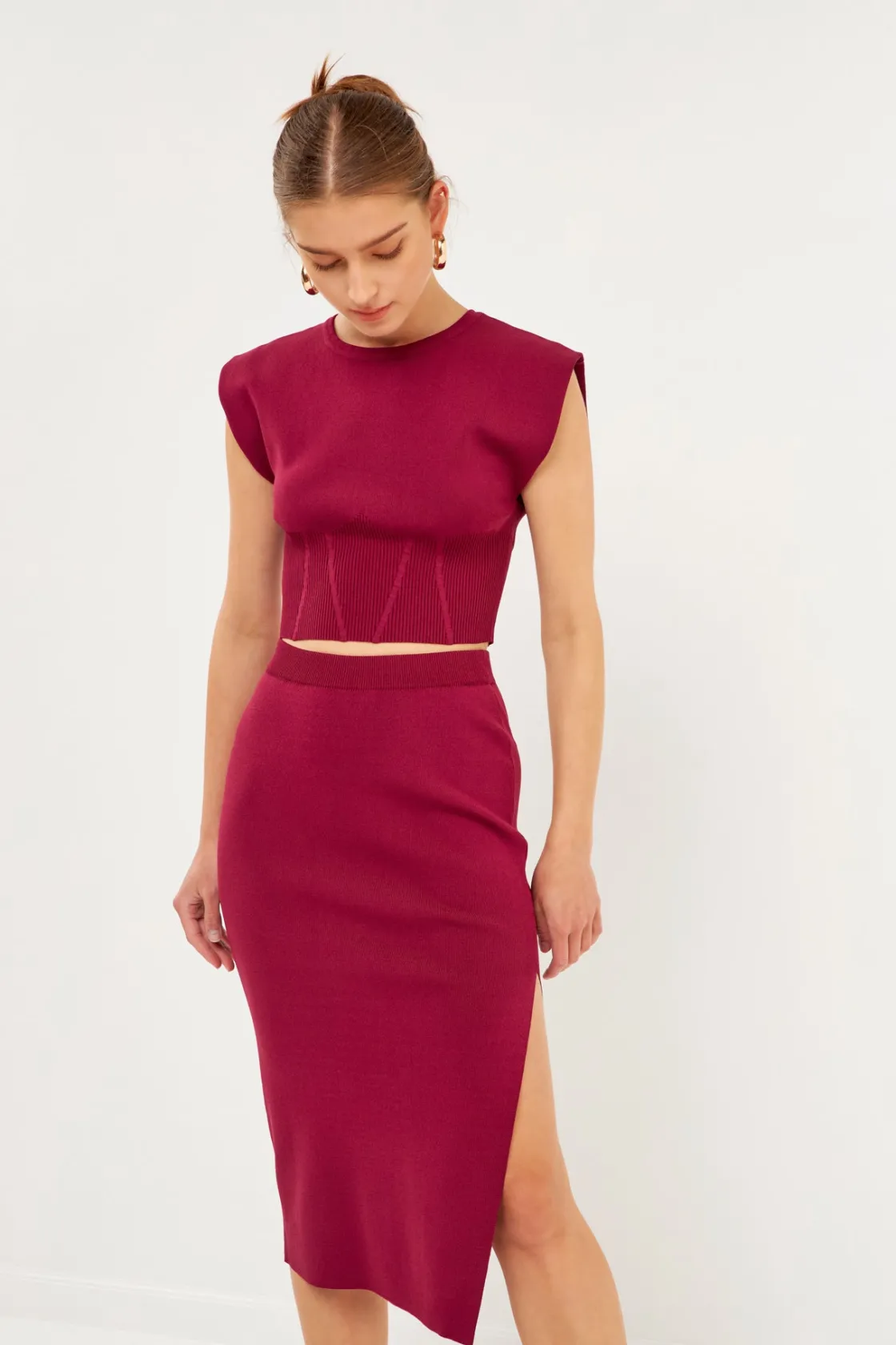 endless_rose__side_slit_d_13.webp ENDLESS ROSE Sweaters & Knits | Skirts*- Side Slit Detailed Knit Midi Skirt