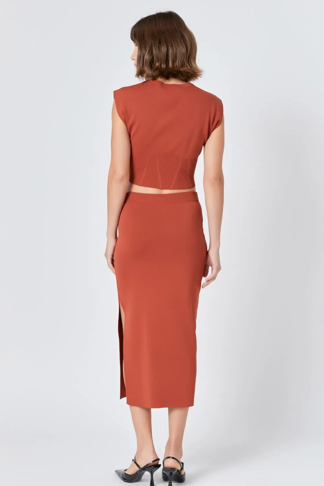 endless_rose__side_slit_d_2.webp ENDLESS ROSE Sweaters & Knits | Skirts*- Side Slit Detailed Knit Midi Skirt
