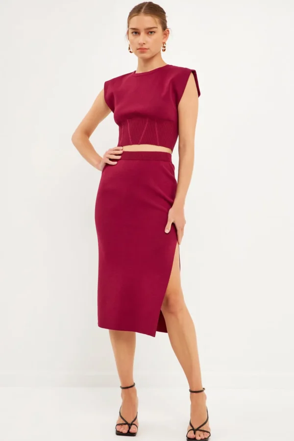 ENDLESS ROSE Sweaters & Knits | Skirts*- Side Slit Detailed Knit Midi Skirt