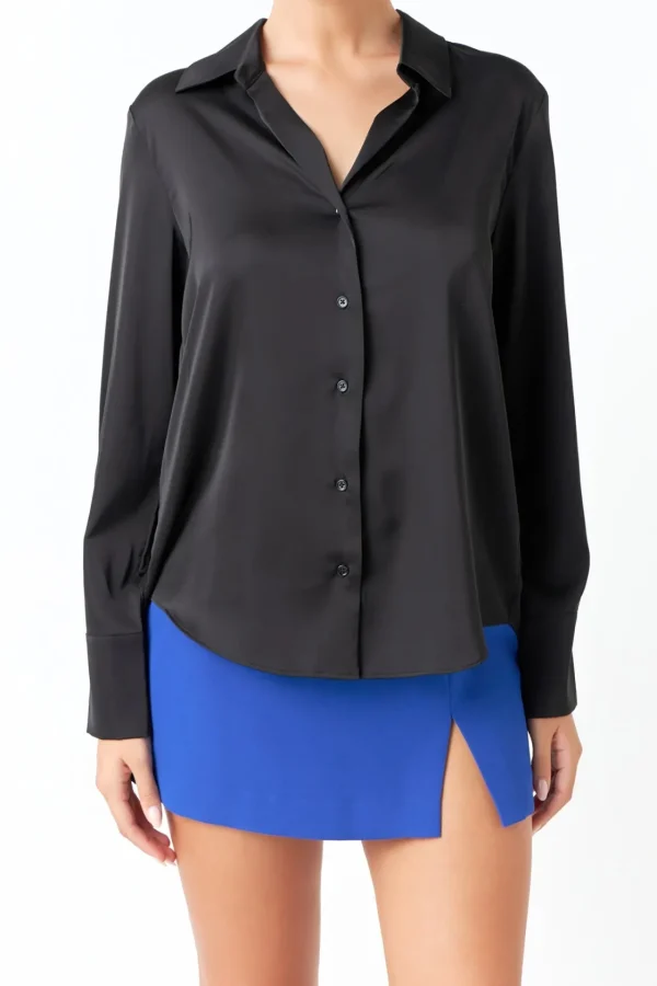 ENDLESS ROSE Shirts & Blouses | Tops*- Silky Button up Top