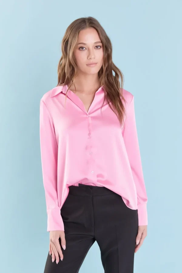 ENDLESS ROSE Shirts & Blouses | Tops*- Silky Button up Top