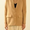 ENDLESS ROSE Blazers | Tops*- Single Breast 2 Piece Button Blazer CAMEL