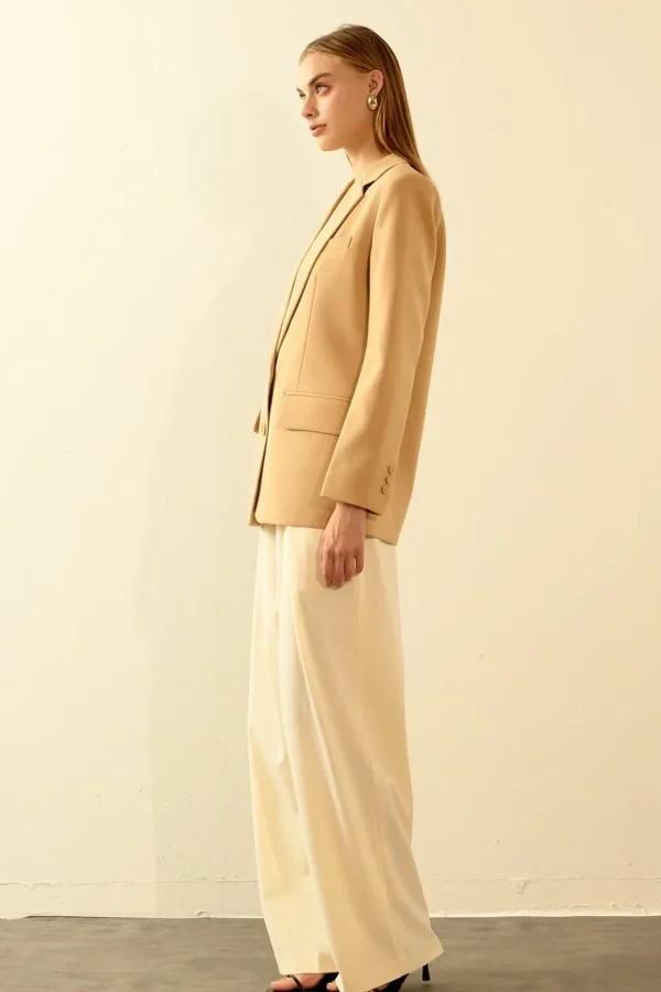 ENDLESS ROSE Blazers | Tops*- Single Breast 2 Piece Button Blazer CAMEL