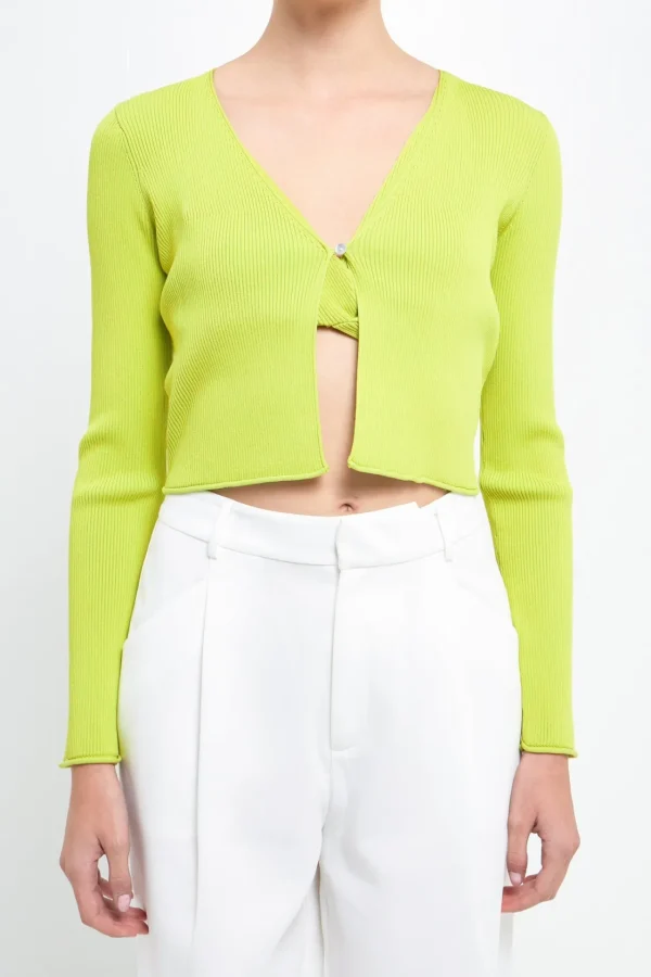 ENDLESS ROSE Sweaters & Knits*- Single Button Fine Rib Cardigan
