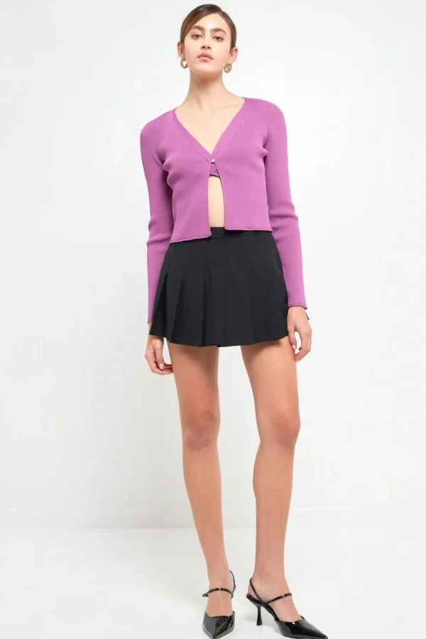 ENDLESS ROSE Sweaters & Knits*- Single Button Fine Rib Cardigan