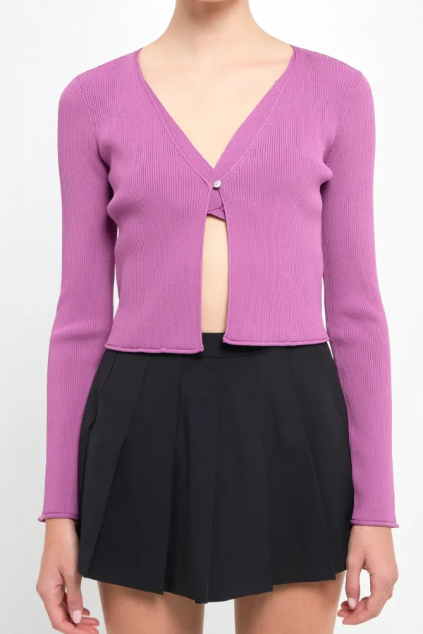ENDLESS ROSE Sweaters & Knits*- Single Button Fine Rib Cardigan