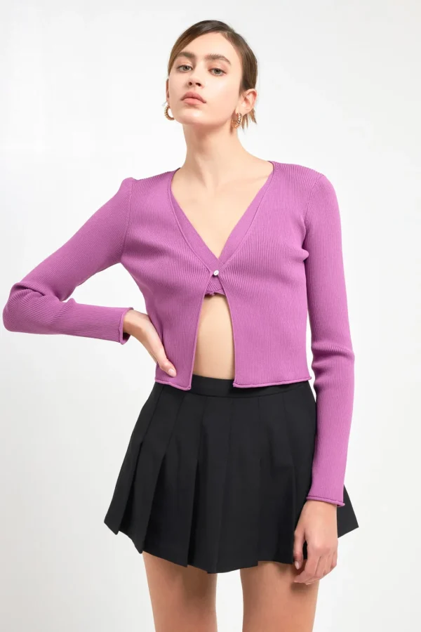 ENDLESS ROSE Sweaters & Knits*- Single Button Fine Rib Cardigan