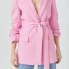 ENDLESS ROSE Blazers | Tops*- Sleeve Cinched 3/4 Blazer PINK