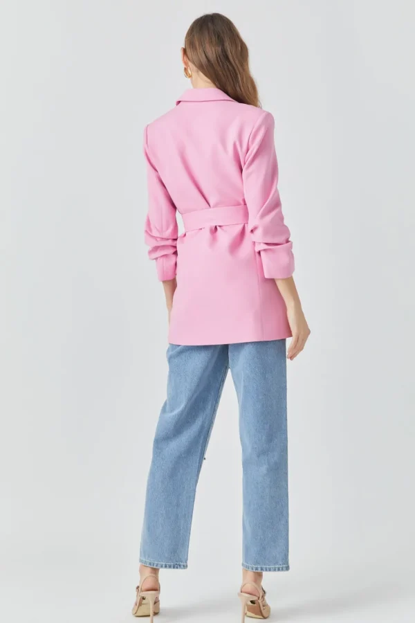 ENDLESS ROSE Blazers | Tops*- Sleeve Cinched 3/4 Blazer PINK