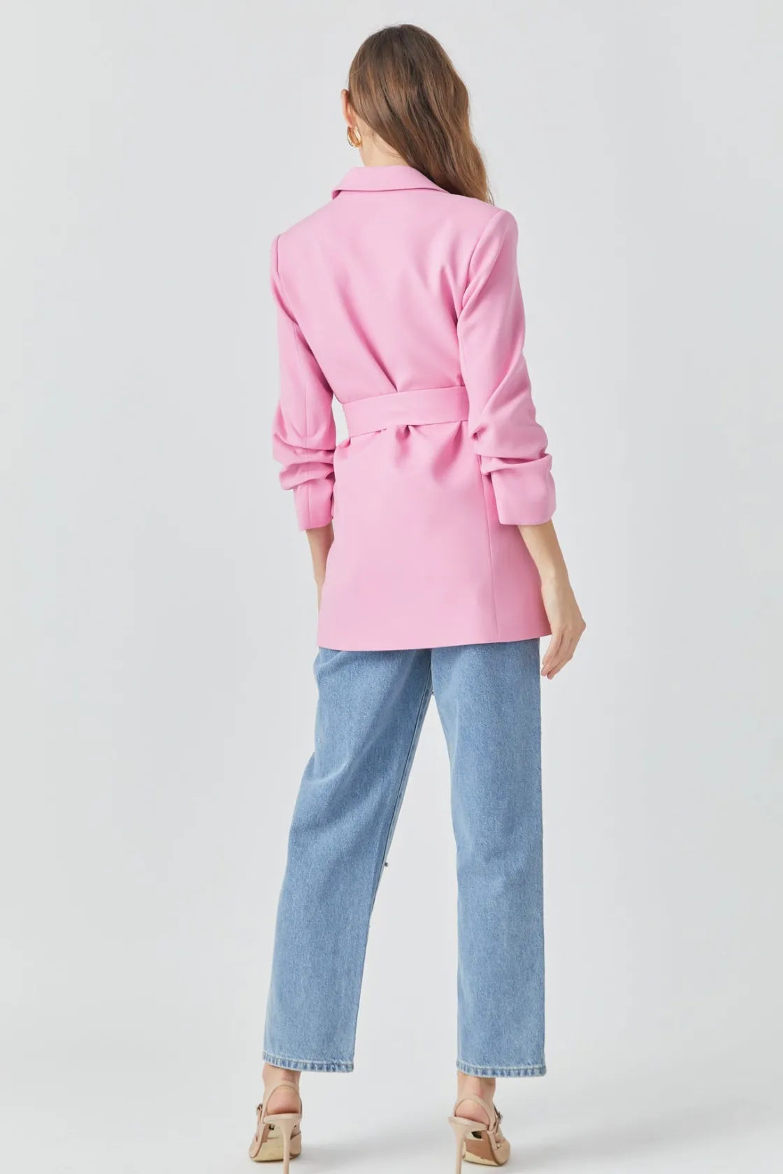 endless_rose__sleeve_cinc_2.webp ENDLESS ROSE Blazers | Tops*- Sleeve Cinched 3/4 Blazer PINK