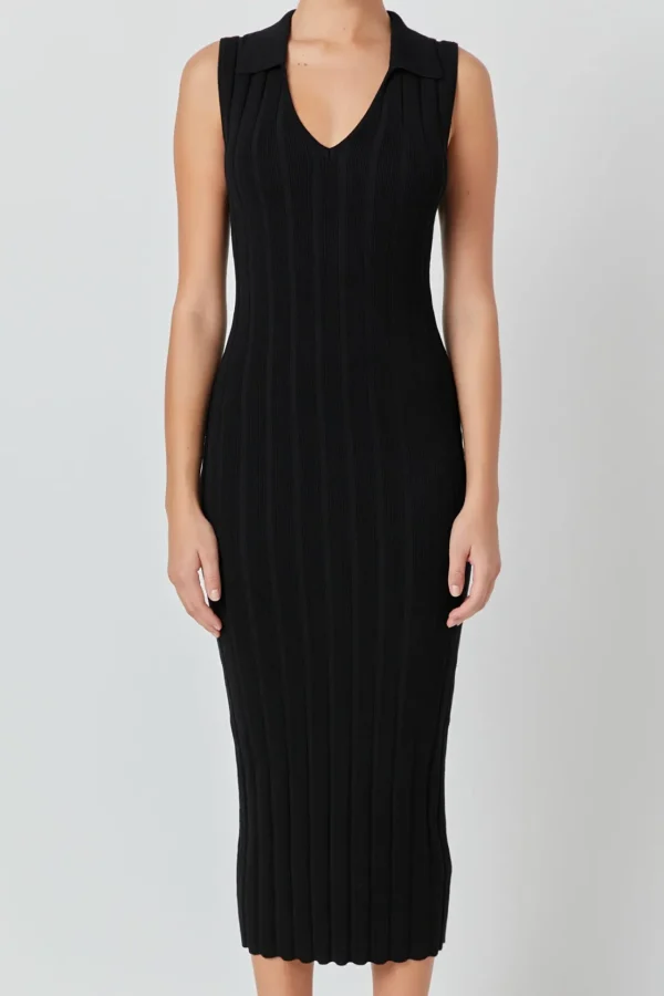 ENDLESS ROSE Bodycon Dresses | Sweaters & Knits*- Sleeveless Rib Knit Maxi Dress JETBLACK