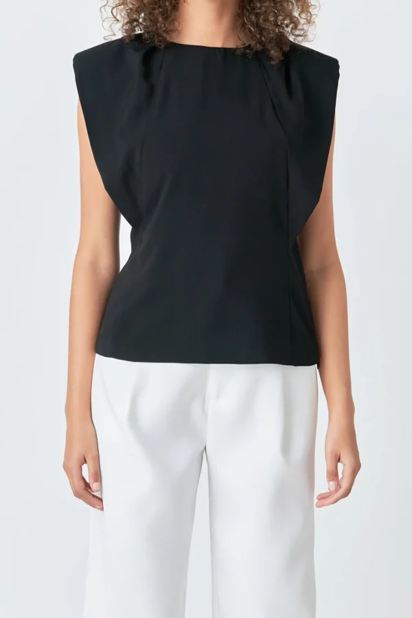 ENDLESS ROSE Tops*- Sleeveless Pleated Top