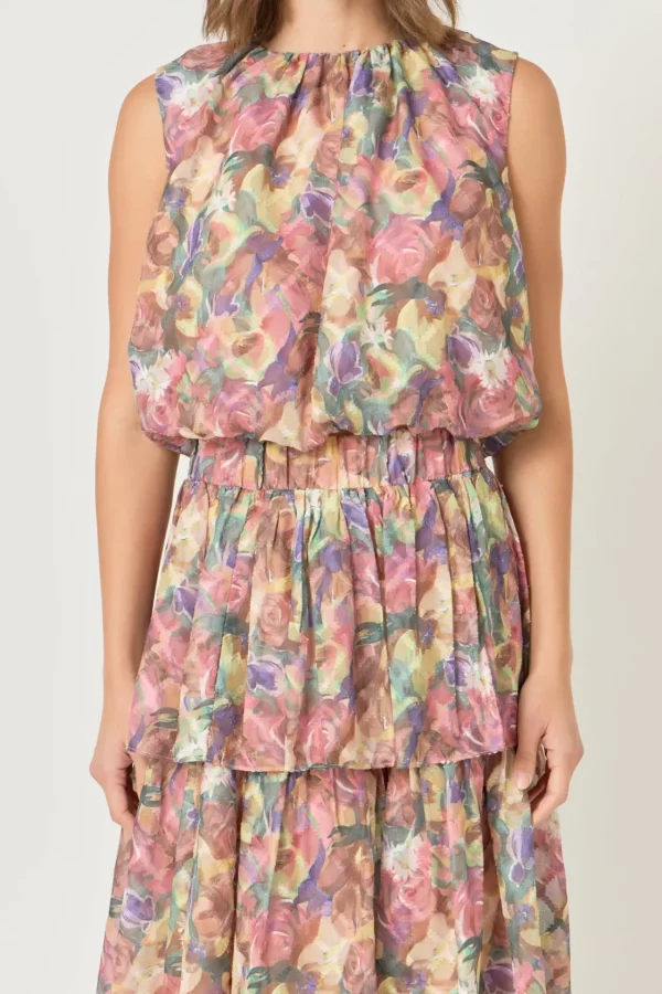 ENDLESS ROSE Tops*- Sleeveless Blouson Top YELLOWMULTI