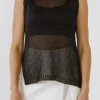 ENDLESS ROSE Tops*- Sleeveless Knit Sheer Top With Back Keyhole BLACK