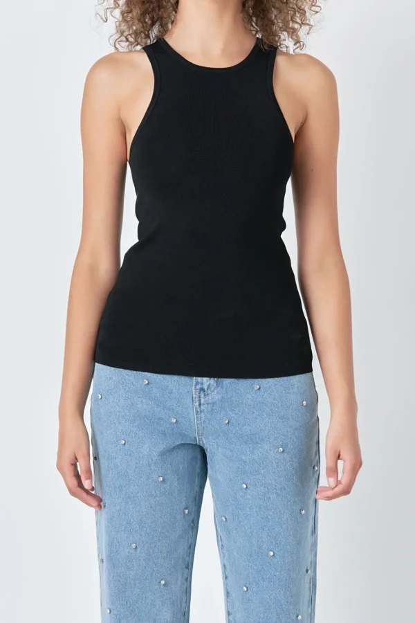 ENDLESS ROSE Tops*- Sleeveless Basic Knit Top
