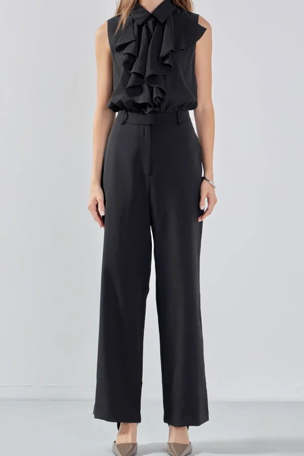 ENDLESS ROSE Tops | One Pieces*- Sleeveless Ruffle Jumpsuit BLACK