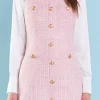 ENDLESS ROSE Tweed Dresses | Tops*- Sleeveless Tweed Mini Dress with Gold Buttons PINK