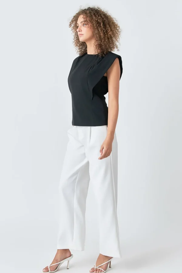 ENDLESS ROSE Tops*- Sleeveless Pleated Top
