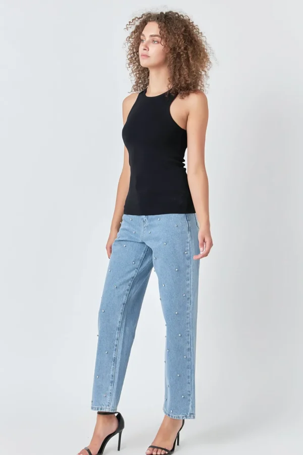 ENDLESS ROSE Tops*- Sleeveless Basic Knit Top