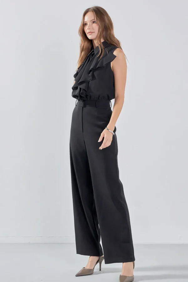 ENDLESS ROSE Tops | One Pieces*- Sleeveless Ruffle Jumpsuit BLACK