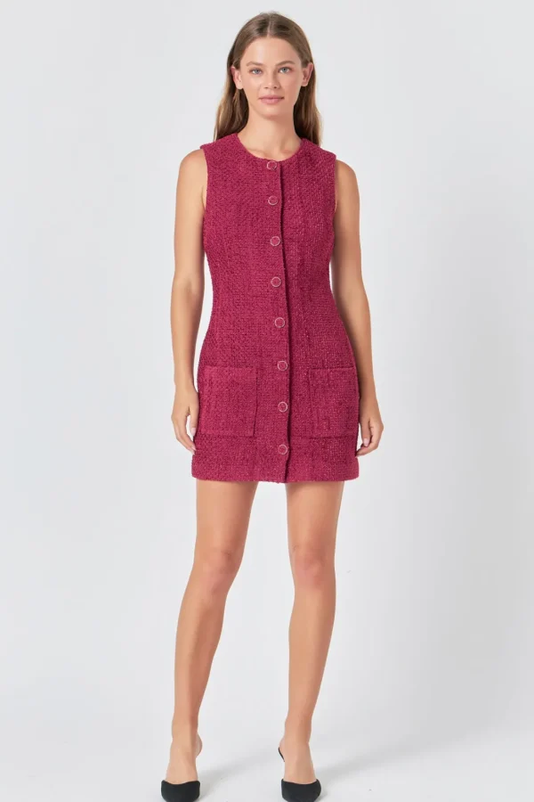 ENDLESS ROSE Little Black Dress | Tweed Dresses*- Sleeveless Tweed Mini Dress