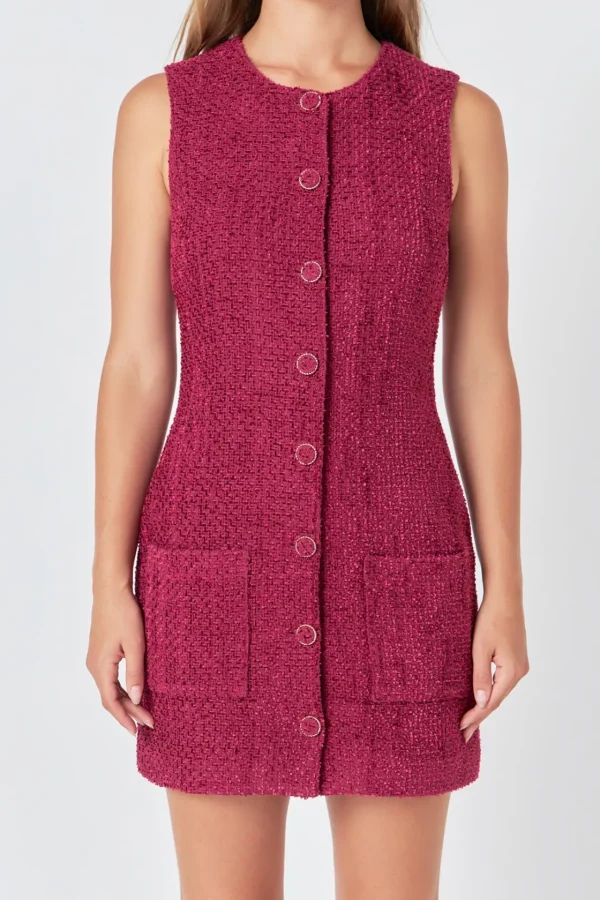 ENDLESS ROSE Little Black Dress | Tweed Dresses*- Sleeveless Tweed Mini Dress