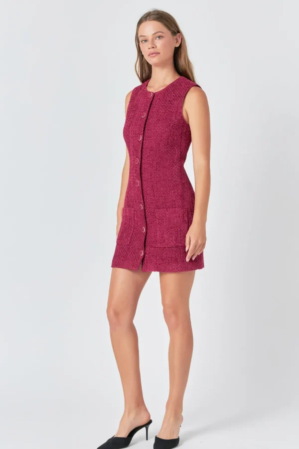 ENDLESS ROSE Little Black Dress | Tweed Dresses*- Sleeveless Tweed Mini Dress