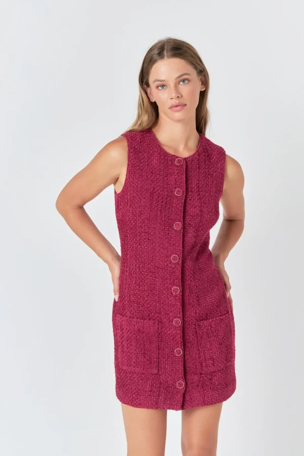 ENDLESS ROSE Little Black Dress | Tweed Dresses*- Sleeveless Tweed Mini Dress