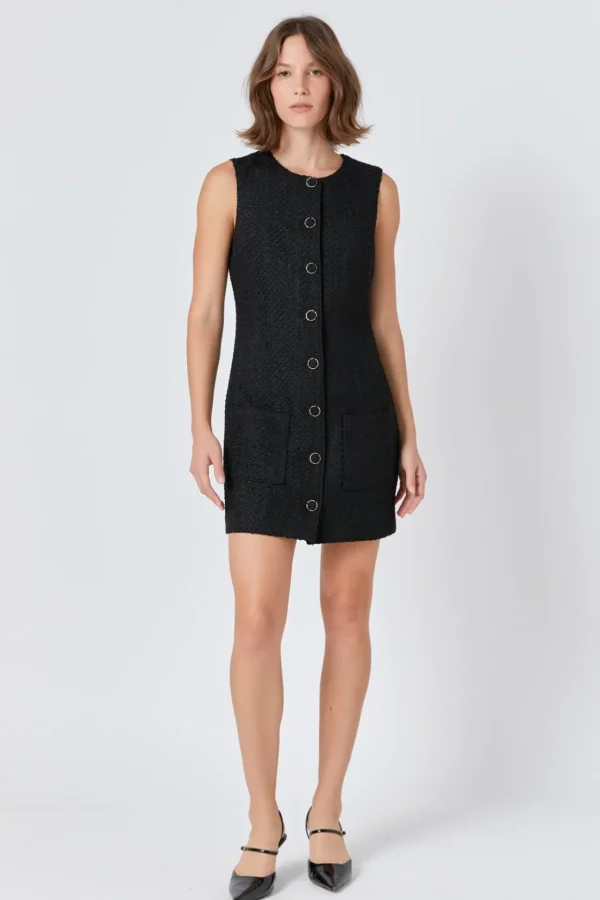ENDLESS ROSE Little Black Dress | Tweed Dresses*- Sleeveless Tweed Mini Dress